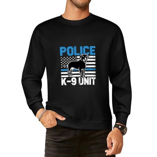 Police K-9 Unit Thin Blue Line Sweater Casual Cotton Crewneck Long Sweater