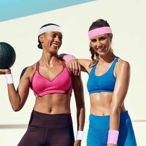 Image of Civaner 12 Pcs 80 90s Neon Sweatbands Soccer Baseball Headbands Wristband Set for Men Women Party Cotton Headbands Terry Cloth Athletic Sweat Bands for Tennis Football Gym Outdoor