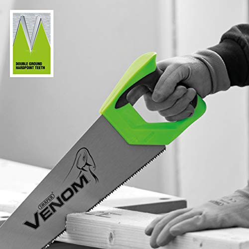 Draper Venom 550mm 8PPI First Fix Double Ground Tool Box Wood Hand Saw - 55cm Blade Length - 82196 - DIY Tree Garden Woodworking Handsaw, Green - Image 3
