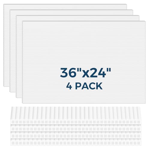 White Corrugated Plastic Sheets Thick Blank Poster Board 24x36 Double-Sided Waterproof Yard Signs for Garage Sale Warning Display Board Crafts Organizer Divider White Balance Reflector 4 Pack