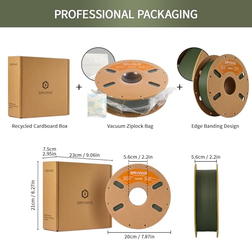 Image of ERYONE Matte PLA Filament, 1.75mm Filament for 3D Printer, 1KG(2.2LBS) / Spool, Matte Olive Green
