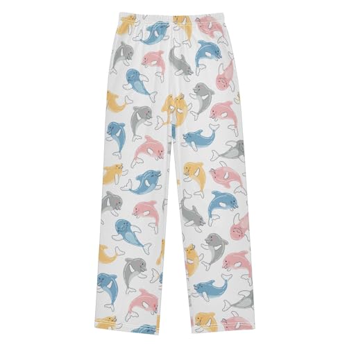 Boys' Pants Cute Joyful Dolphin Long Bottoms Jogger Pants Elastic Waist Trousers with Pockets S-XL