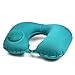 Local Makes A Comeback Oreiller gonflable portable automatique pour voyage, sac à dos et avion type Poussette en forme de U pour le cou Bleu