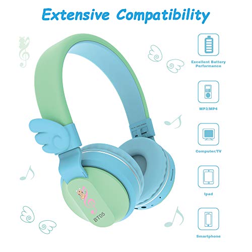 Riwbox Écouteurs Bluetooth sans fil BT05 Wings pour enfants, contrôle du volume, 85 dB/103 dB, casque pliable avec micro… - Les Beatles, Paul McCartney, John Lennon, RIngo Starr, George Harrison Riwbox Écouteurs Bluetooth sans fil BT05 Wings pour enfants, contrôle du volume, 85 dB/103 dB, casque pliable avec micro… – Image 5