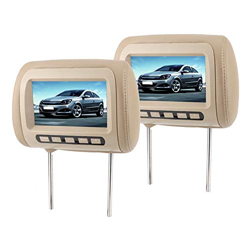 Acouto Headrest Player 7in Screen 2pcs Rear Seat Entertainment Car Headrest HD LCD Video Player Control MP5 Display Brown - Image 4