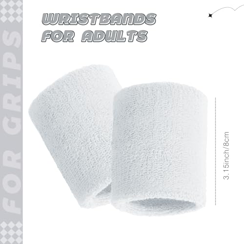 Image of Bememo 24 Pcs Wrist Sweatbands Bulk Sports Wrist Bands for Men Women Breathable Athletic Tennis Wristbands Stretchy Absorbent Cotton Terry for Basketball, Baseball, Gym, Working Out