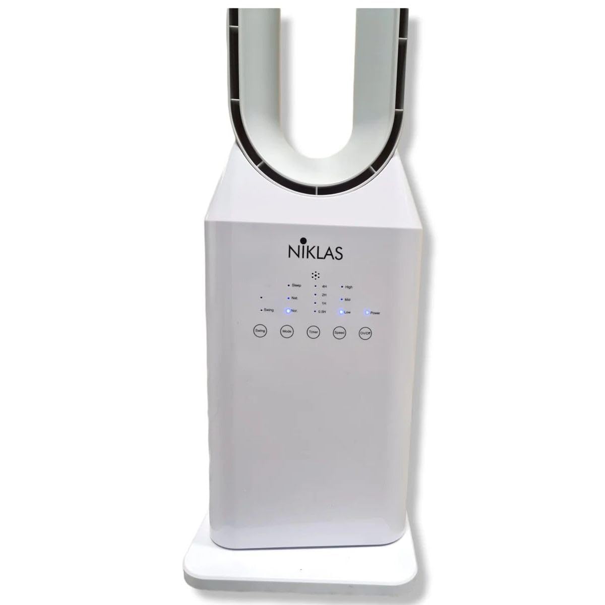 INTEC - Ventola silenziosa 50 W senza pale programmabile - Ventola a telecomando a 3 velocità Timer 7 h Bianco