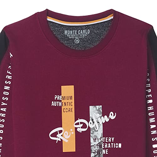 Image of Monte Carlo Boys Coton BLND Maroon Print Round Neck Sweatshirt