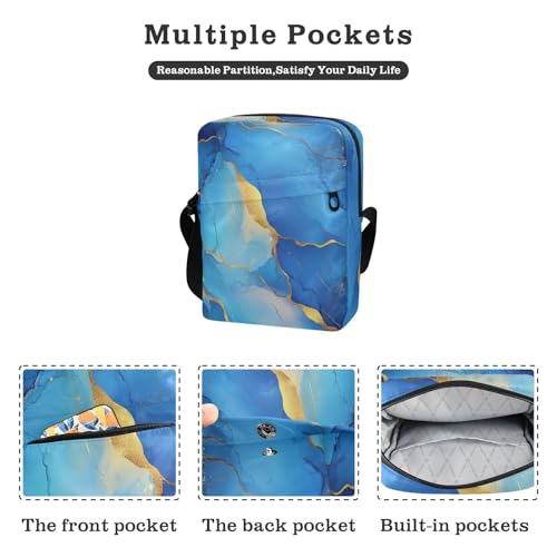 messenger bag crossbody shoulder bag crossbody Womens Cross Body Purse Bags Adjustable Strap for Outdoor Daily Outdoor Daily- Marble Yellow Blue2