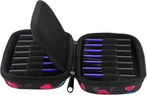 Essential Oil Carrying Case Premium Hard Shell Protection For Up To 14 Bottles – Perfect For Roller And Standard Bottles 5Ml To 10Ml – Great For Travel (Black Hearts) #TOP6