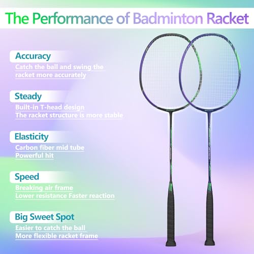 Image of Professional Carbon Fiber Badminton Rackets Badminton Racquet for Backyards Gym