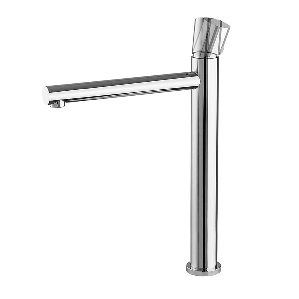 Set miscelatori lavabo alto e bidet cromo in acciaio inox, manopola rotante e indicatori per l’acqua, GEMINI