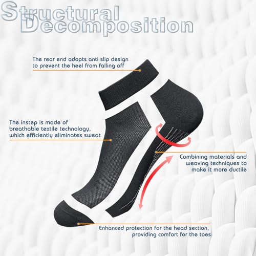 Low Cut Cotton Sock Solid Black Ankle Sock Soft Cotton Blend Sweat Proof for Daily Wear and Athletic Solid Color Style for Men's Gift Packaging 8 in 1 Easy Carrying US Size: 6-93