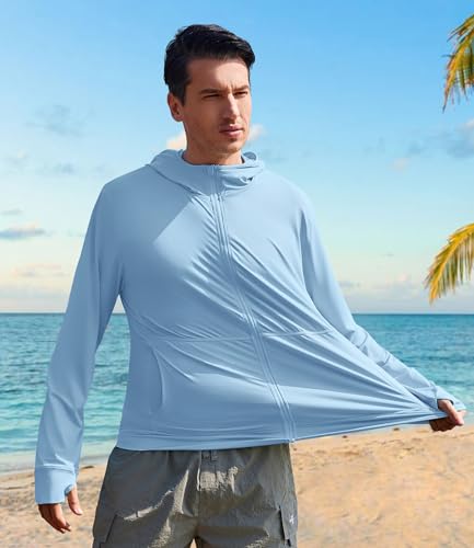 Image of PINSPARK Men's UPF 50+ Full Zip Up Sun Protection Hoodie Jacket Long Sleeve Lightweight UV Shirts for Men Hiking Fishing