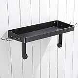 YIGII Garage Paper Towel Holder with Shelf - Wall Mount Paper Towel Holder with 4 Hooks, Single-Hand Tear Paper Towel Rack Heavy Duty Tissue Holder for Clean Station, Craft Room, Workbench (Black)