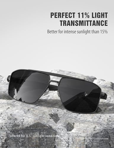 LUENX Aviator Sunglasses for Men Square Polarized Polygon Lens - UV 400 Protection2