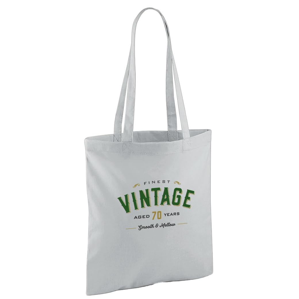 D Design Invent Print! 70th Gift Bag Birthday Present for Men Women Funny Tote Shopping Bag Happy 70th Keepsake Age 70 – Size 42cm x 38cm (Grey)