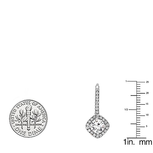 Dazzlingrock Collection 18K Each 6mm Round Lab Created Gemstone & White Diamond Womens Halo Hoop Earrings, Solid White Gold2