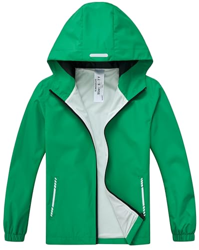 Slwosdlds Boys Girls Waterproof Rain Jacket Lightweight soft lining Kids Windbreaker Hooded Coat Easy to Fold