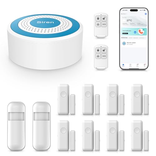 Système de sécurité Domestique Wi-FI LWOHSI - Système d'alarme sans Fil avec Alerte par Application, kit de 13 pièces, Compatible avec Alexa, pour Maison et Appartement