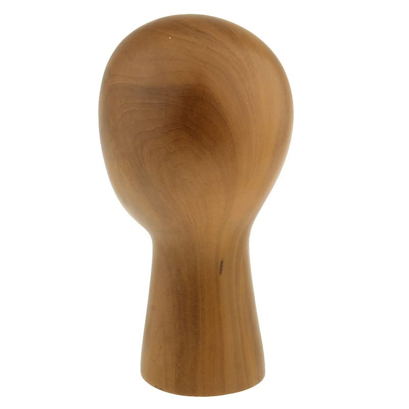 Tête de mannequin mannequin en fibre de verre grain de bois - Support de présentation pour perruques, chapeaux - Support pour présentation de chapeaux et perruques(B: motif bois couleur foncée)