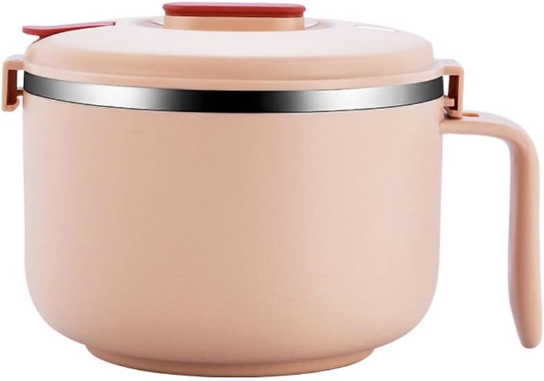 Sealed Lunch Box Household 304 Stainless Steel Instant Noodle Bowl with Lid Student Insulated Fast Food Cup(Black)