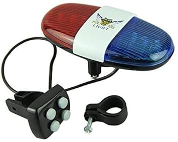 AFPIN Police Sound Bike LED Light Kids Electronic Horn Siren Cycle Horn, 6 LED Cycle Light 4 Sounds Trumpet Cycle Bell for Bicycle Siren Cycle Bell, Warning Safety Light