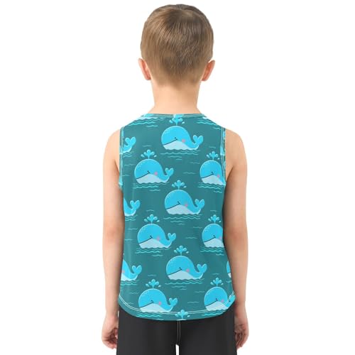 Cartoon Whale Water Teal Boys Tank Tops Quik Dry Toddler Tank Top Undershirts T-Shirts for Kids,3T3