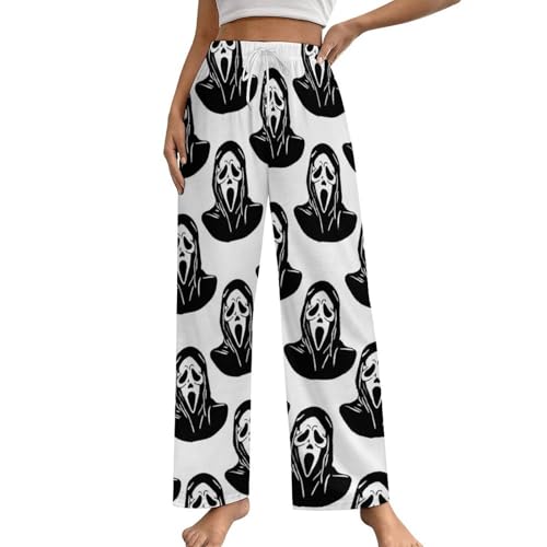 Black Mask Scream Pajama Bottoms Man Casual Pajama Soft Pajamas Home Bottom Wide Leg Pants With Pockets Bottom