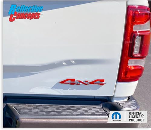 Image of Reflective Concepts 4x4 Emblem Overlay Decal Sticker -Fits: 2019-2026 Ram, NOT for Classic - (Color: Gloss Red)