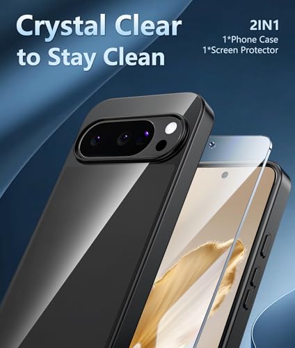 FNTCASE for Google Pixel 10 Case: Pixel 10 Pro Case Google 9/9 Pro Non-Yellowing Clear Slim Case | Rugged Anti-Drop Shockproof Scratch Protective Thin Transparent Crystal Cell Phone Cover(Black) - 4