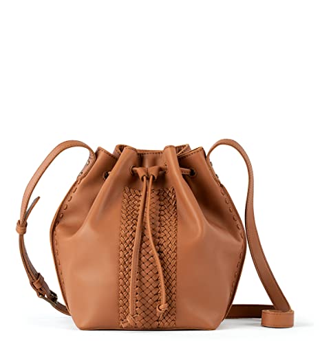 The Sak Ivy Drawstring Bucket Bag in Leather, Convertible Purse with Crossbody Strap