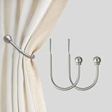 ARNORX Curtain Holdbacks Hooks Solid Steel Hooks Decorative French Ball End Curtain Drapery Tiebacks Heavy Duty, 2 PCs, Nickel Brushed