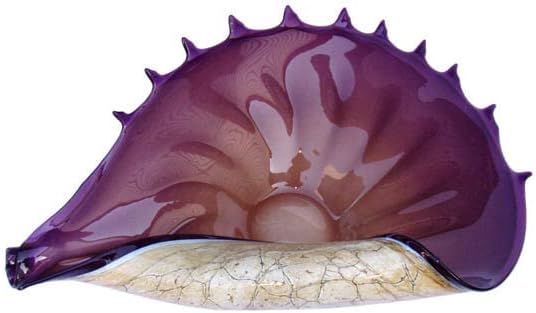 CRISTALICA Glass Bowl Shell Purple Jozy Art Queen 35 cm Crystal Glass Decorative Handmade