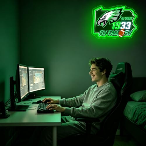 Image of Football Neon Sign for Wall Decor Football Logo Neon Light for Man Cave