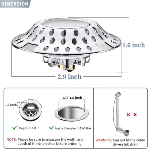 Cfgvbe CFGVBE-01 Upgraded 2 In 1 Bathtub Drain Stopper Bathtub Drain Hair Catcher thumb #4