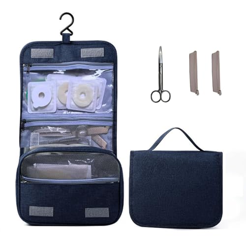 TAFALAA Kit de bolsa de viaje para ostomía con tijeras de ostomía, organizador de bolsas de ostomía, suministros de ostomía, Azul, talla única