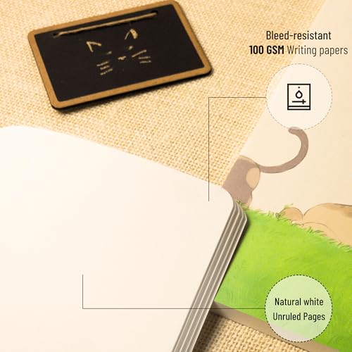 Image of Aesthetic Notebook Journal - A5, Unruled, 100 GSM | For Drawing, Journaling, Note-taking, Writing, sketching & designing | Lawn Meower- Cat themed Original Art Cover | Soft bound- 144 Pages