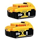 Replacement for Dewalt 20V MAX Battery 8.0Ah 2-Pack - High-Capacity Lithium Batteries Compatible with DCB208, DCB200, DCB206, DCB205, DCB204, DCB203, DCB180 - Longer Runtime for Dewalt Cordless Tools