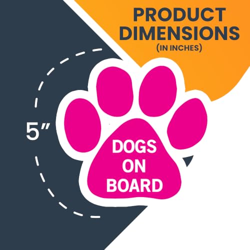 Image of Dogs on Board Pink Pawprint Car Magnet 5 Inch 2 Pack, Dog Lover Gift