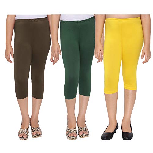 Image of Robinbosky Premium Girls Capri Leggings Pack of 3 - Versatile Colors and Sizes for All Ages