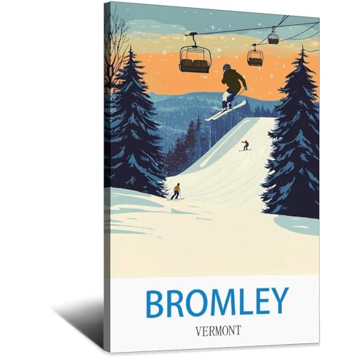 Poster de voyage vintage Bromley Vermont pour sublimer l'ambiance du salon