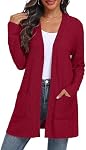 Qixing Chandail femme Cardigan ouvert avant léger Cardigan à manches longues Cardigans avec poches