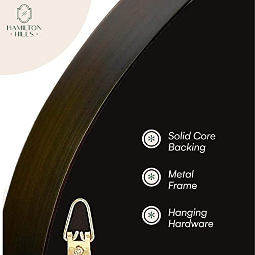 Hamilton Hills Large 30 Inch Round Bathroom Mirror Brushed Bronze Metal Frame - Contemporary Circle Wall Mirror for Home Decor - Premium Vanity Mirror for Bedroom and Living Room Walls - Image 6