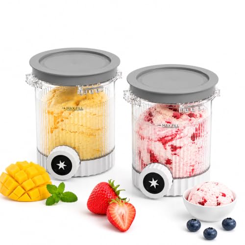 Image of 2 Pack Swirl Ice Creami Makers Pints and Lids,NC700 Makers Containers Cups creami accessories Compatible with Ninja Swirl Ice Cream NC700 NC701 Series & Soft Serve Makers,Dishwasher Safe