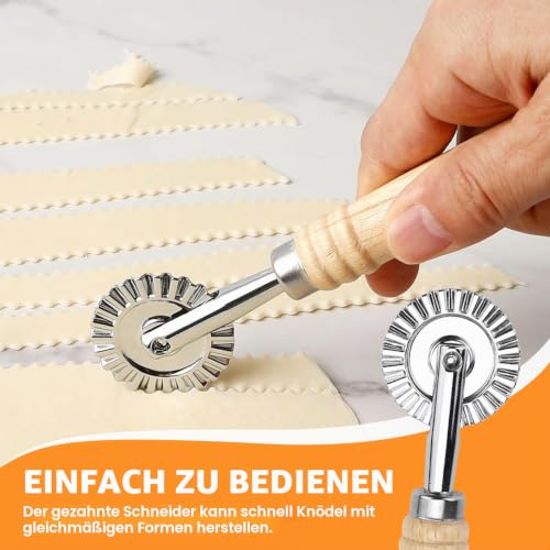 TUZHE Ravioli Maker Set, Ravioli Former mit Nudelholz, Teigtaschenrad, Fleischspatel