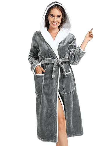 Damen Flauschig Bademantel,Damen Kuscheliger Bademantel,Warme