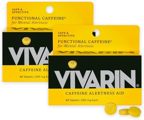 Vivarin Caffeine Pills 200mg Caffeine per Dose Safely and Effectively Helps You Stay Awake No Sugar Calories or Hidden Ingredients Energy Supplement 20 Count Pack of 2