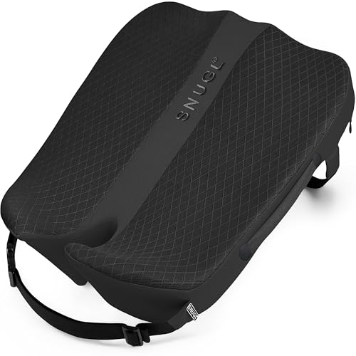 SNUGL Memory Foam Seat Cushion - Ergonomic Coccyx Cushion for Sciatica Pain Relief, Perfect for Car Seat, Office Chair, Gaming and More - Hypoallergenic, Durable, Machine Washable Cover - BLACK MESH