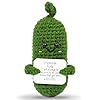 Hoedia Handmade Emotional Pickle Gift Cucumber Crochet Doll Inspirational Gifts with Cards Cute Knitted Funny Support Potato Friend Birthday Mothers Day Easter Basket Stuffers Emotional Pickle